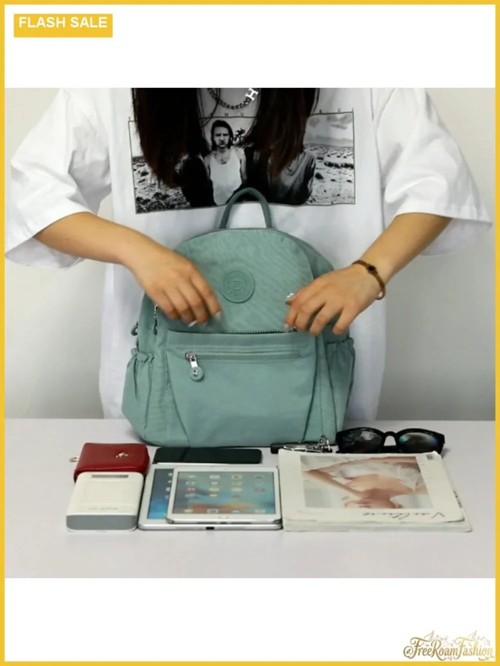 Waterproof Nylon Mini Backpack Purse with Multi-Pockets